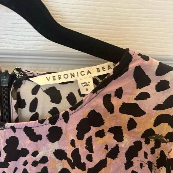 Veronica Beard Tamar Watercolor Leopard Dress Lilac Multi - Picture 5 of 5